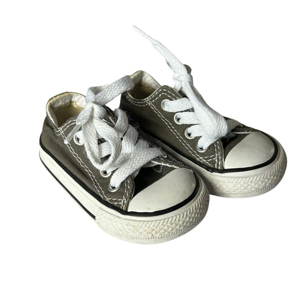 Converse All Star Unisex Infant Size 3 Gray Canvas Low Top Lace Up Sneakers